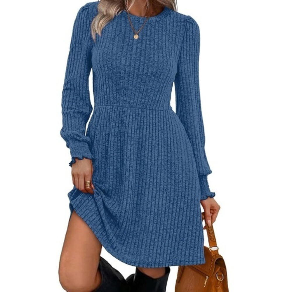 Women's Long Sleeve Ribbed Knit Sweater Dress!